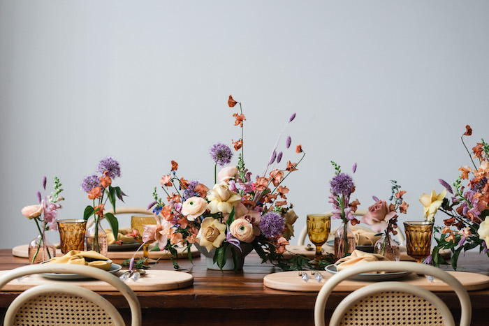 lilac flowers and farm table