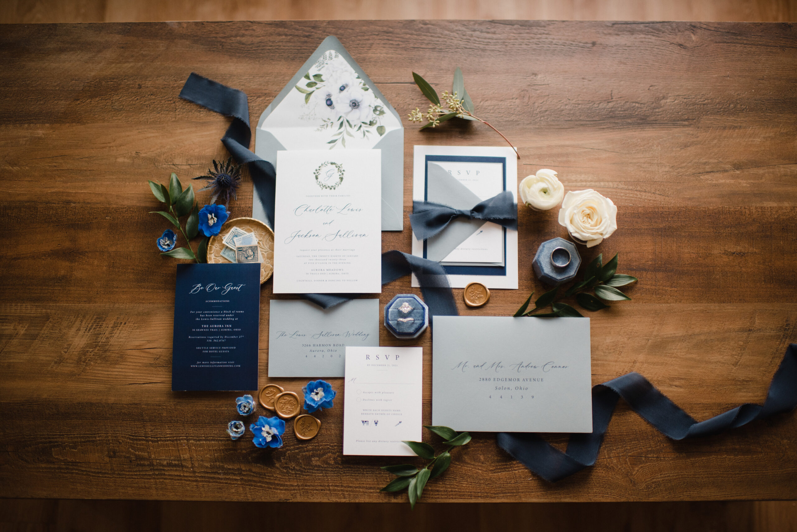 blue and white event design